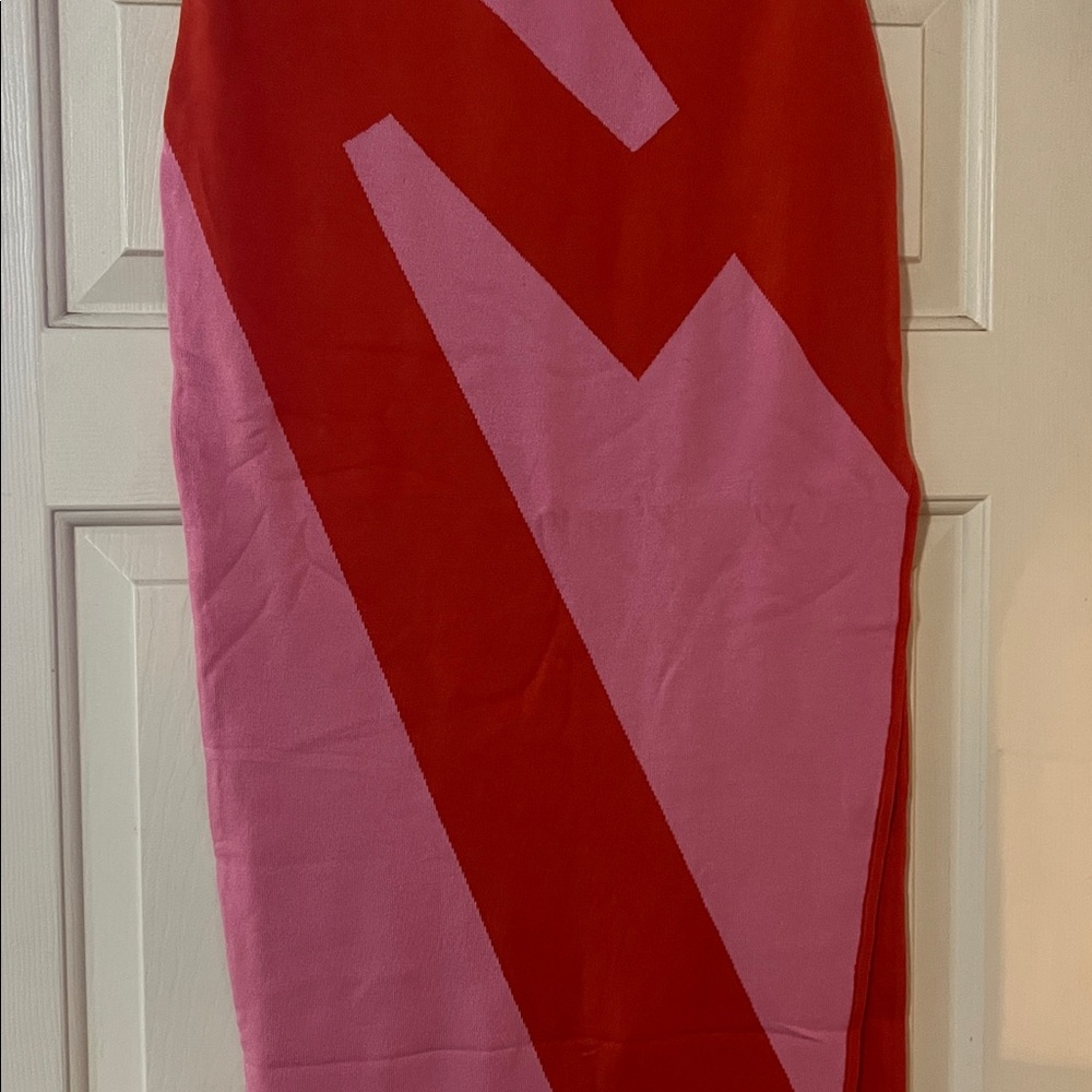 Abstract Halter Maxi Dress - Orange Pink - Picture 7 of 11